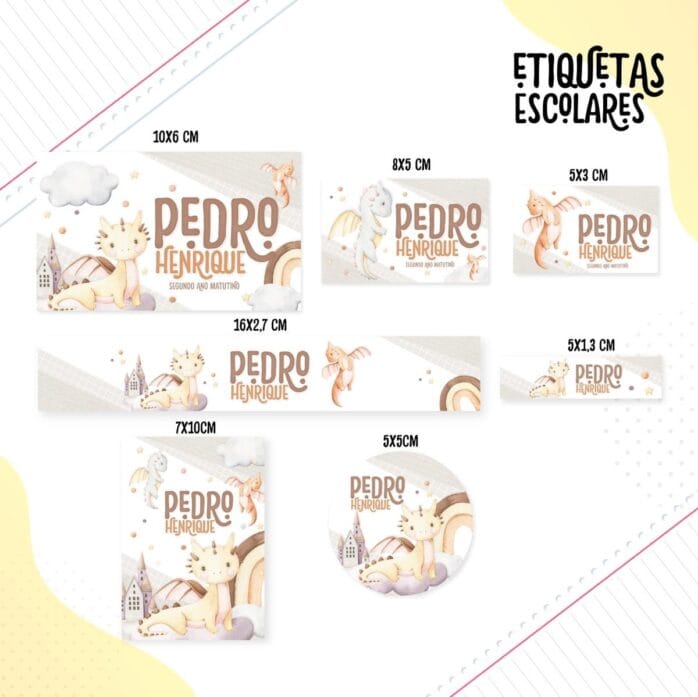 Etiqueta Escolar Dragões Baby