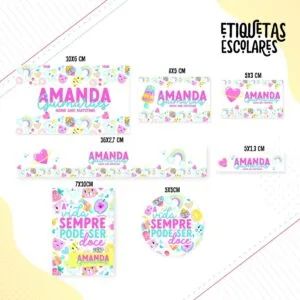 Etiqueta Escolar Floral Rosinha 35 Etiqueta Escolar Floral Rosinha