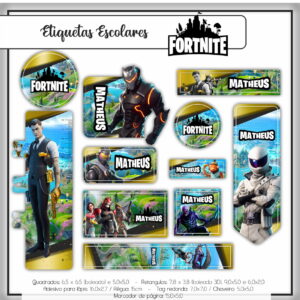 Etiqueta Escolar Fortnite Menino