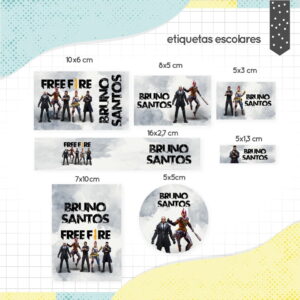 Etiquetas Escolares Free Fire Arquivo Digital Editável 13 etiqueta escolar free fire arquivo digital