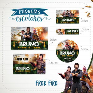 Etiqueta Escolar Free Fire Arquivo Digital Editavel