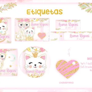 Etiqueta Escolar Gatinha 17 Etiqueta Escolar Gatinha