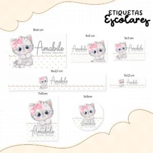 Etiqueta Escolar Gatinha Fofa 20 Etiqueta Escolar Gatinha Fofa