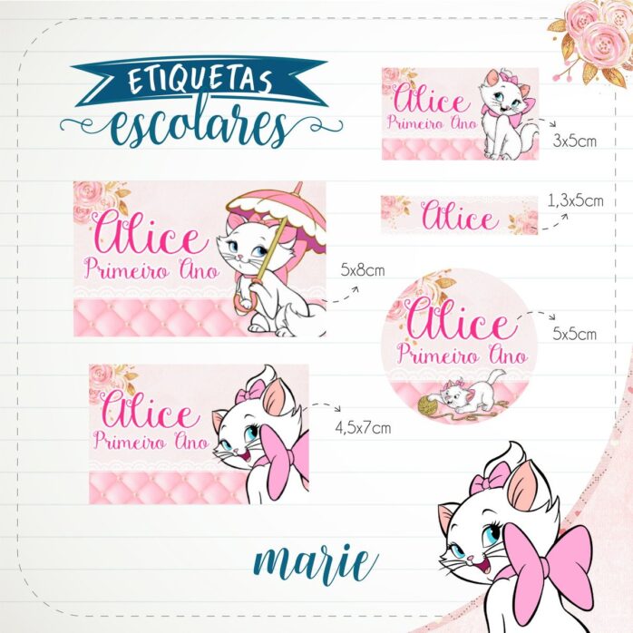 Etiqueta Escolar Gatinha Marie