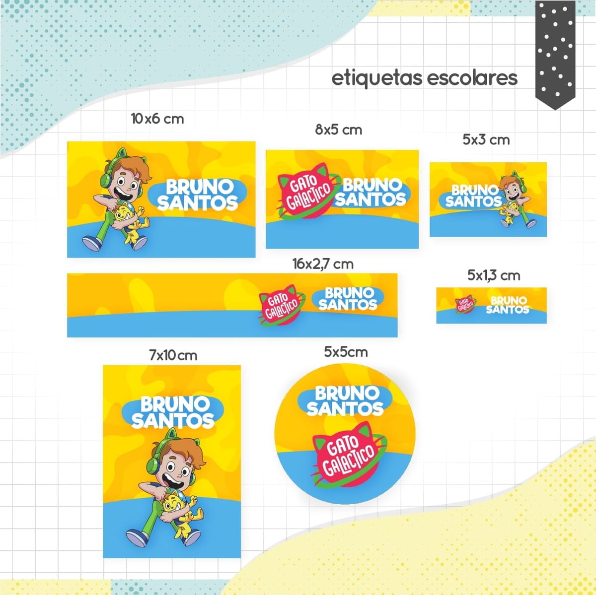 Etiqueta Escolar Gato Galáctico Para Personalizar 1 Etiqueta Escolar Gato Galáctico Para Personalizar