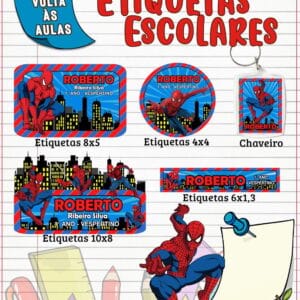 Etiqueta Escolar Homem Aranha