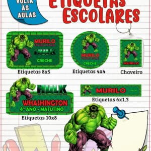 Etiqueta Escolar Hulk