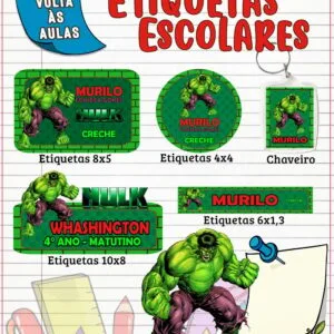 Etiqueta Escolar Hulk