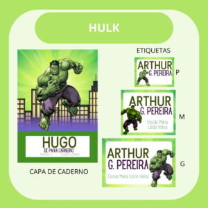 Etiqueta Escolar Hulk Arquivo de Corte para Personalizar