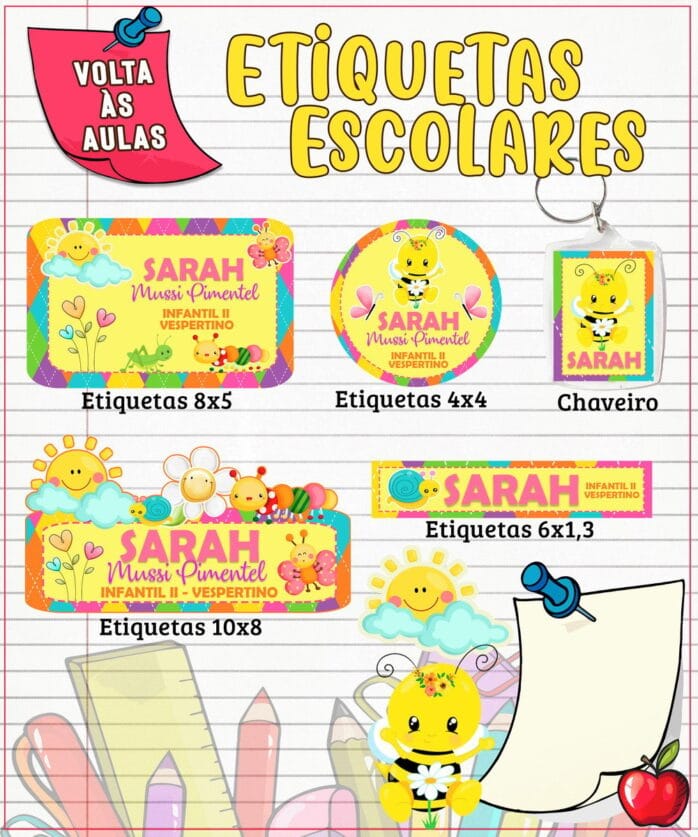 Etiqueta Escolar Jardim Menina