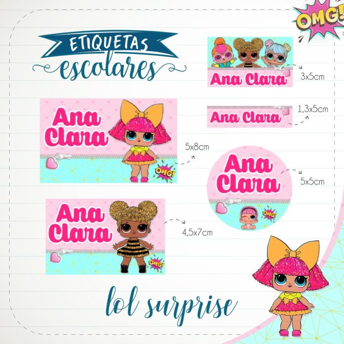 Etiqueta Escolar Lol Surprise