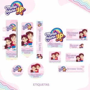 Etiqueta Escolar Maria Clara e JP Menina