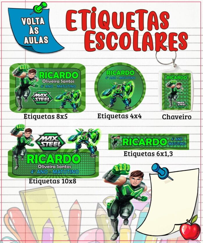 Etiqueta Escolar Max Steel
