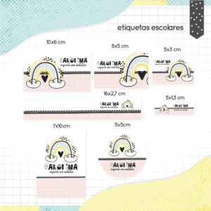 Etiqueta Escolar Menina Minimalista Arquivo Digital