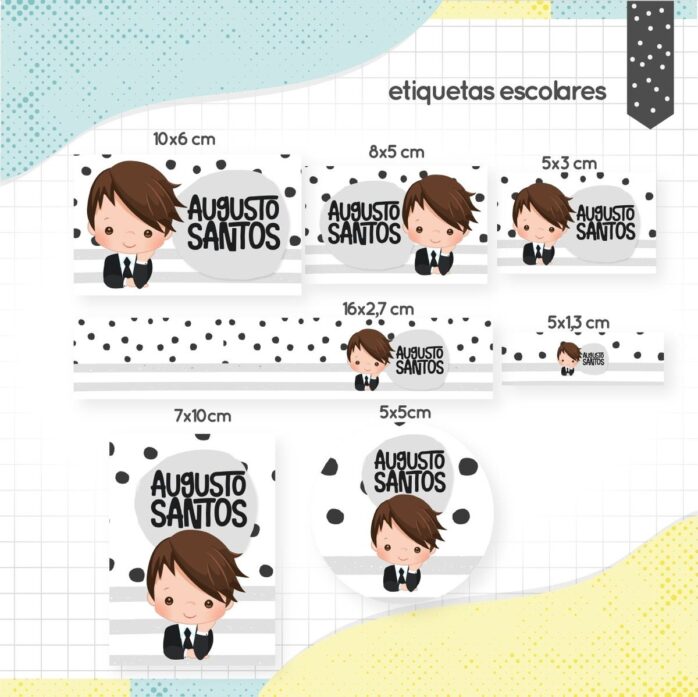 Etiqueta Escolar Menino Moreno