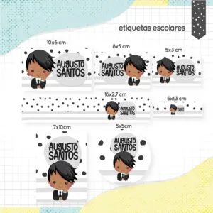 Etiqueta Escolar Menino Negro