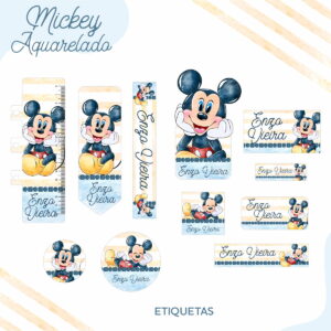 etiqueta escolar mickey aquarelado arquivo digital 2