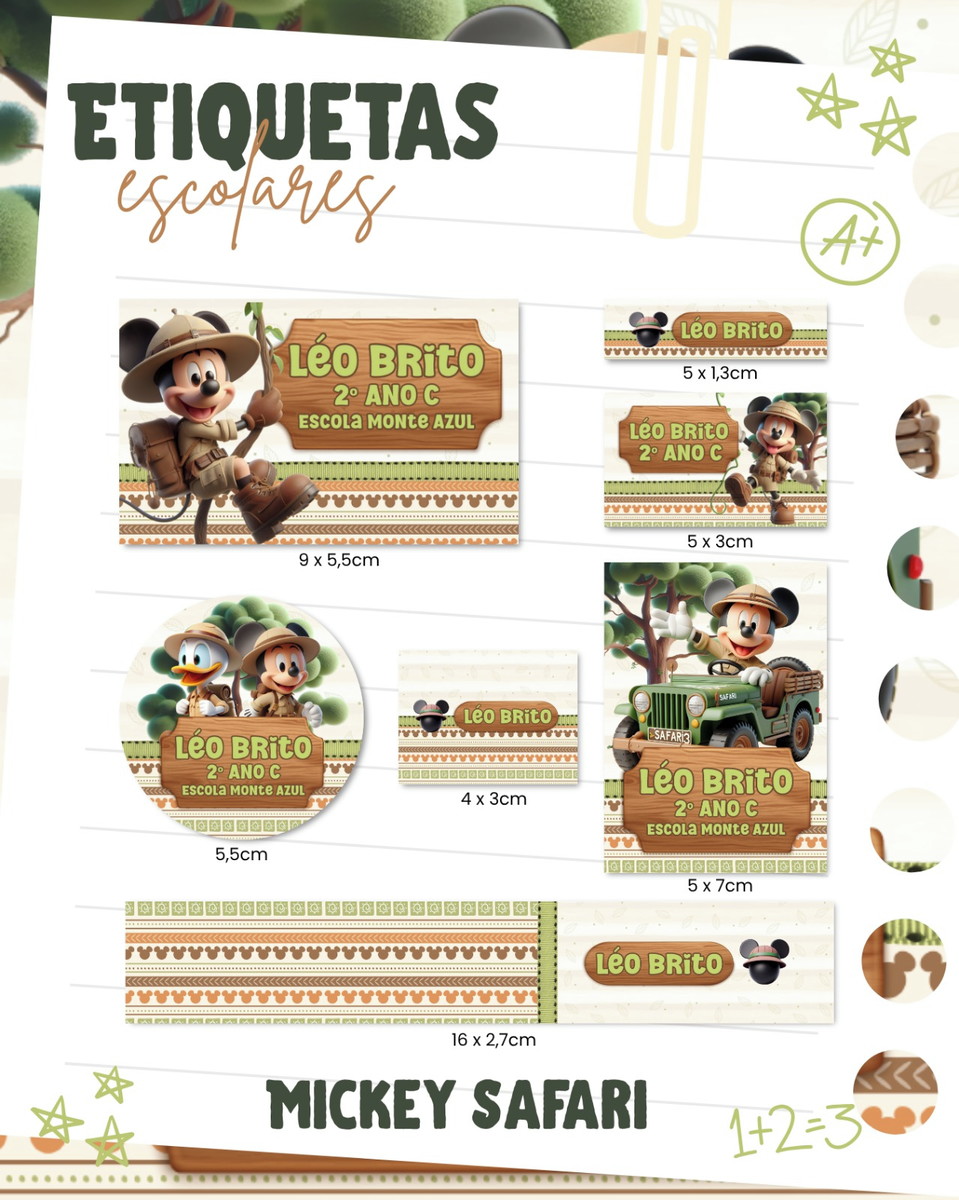 Etiquetas Escolares Mickey Safari PNG PDF 1 Etiquetas Escolares Mickey Safari PNG PDF