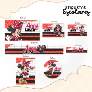 Etiqueta Escolar Minnie Vermelha 11 Etiqueta Escolar Minnie Vermelha