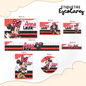 etiqueta escolar minnie vermelha arquivo digital