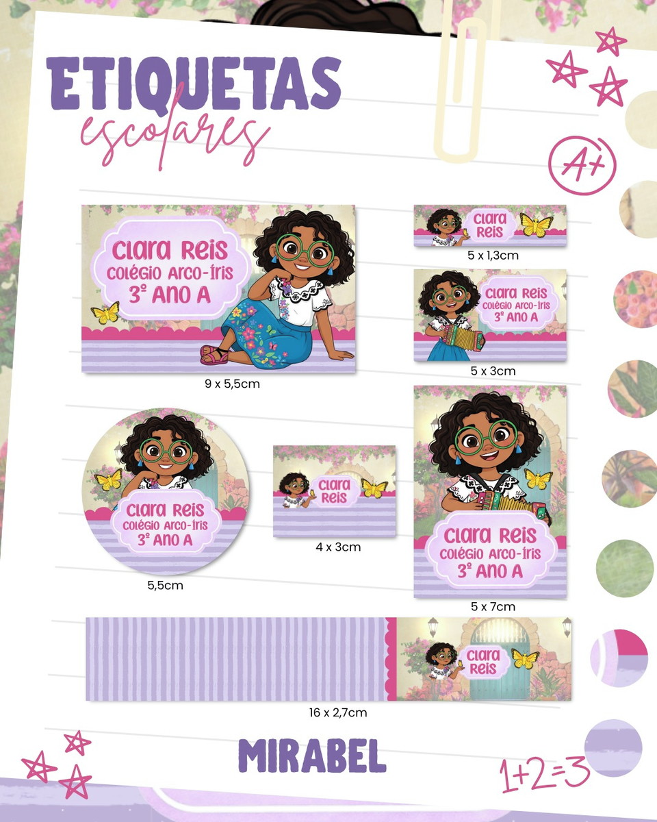 Etiqueta Escolar Mirabel Encanto Arquivo Digital PNG PDF 1 Etiqueta Escolar Mirabel Encanto Arquivo Digital PNG PDF