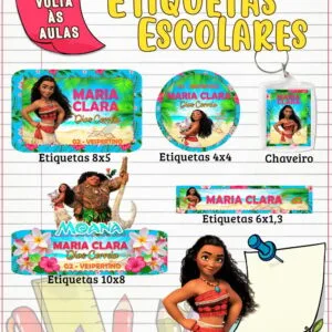 Etiqueta Escolar Moana Adulta