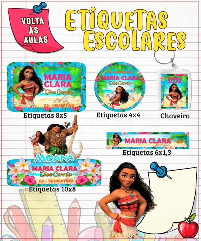 Etiqueta Escolar Moana Adulta