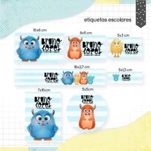 Etiqueta Escolar Monstrinhos 34 Etiqueta Escolar Monstrinhos
