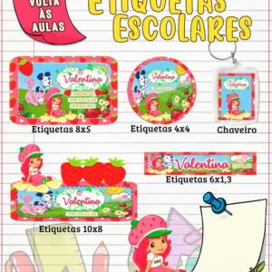 Etiqueta Escolar Moranguinho 2 Etiqueta Escolar Moranguinho