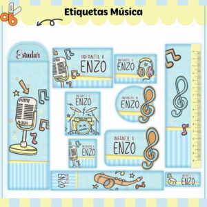 Etiqueta Escolar Música Personalizada Enzo Arquivo Digital 12 etiqueta escolar musica arquivo digital