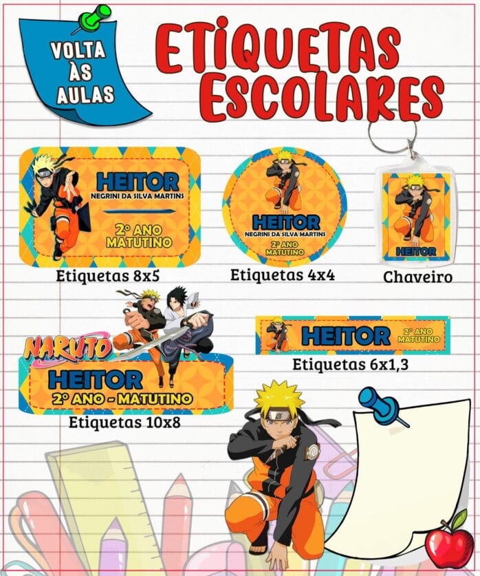 Etiqueta Escolar Naruto Menino