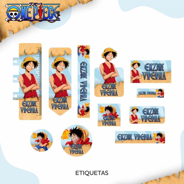 Etiqueta Escolar One Piece PNG e PDF