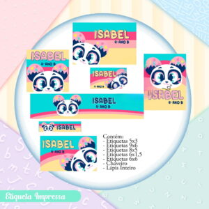 etiqueta escolar panda arquivo digital