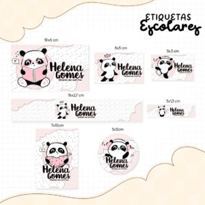Etiqueta Escolar Panda Rosa