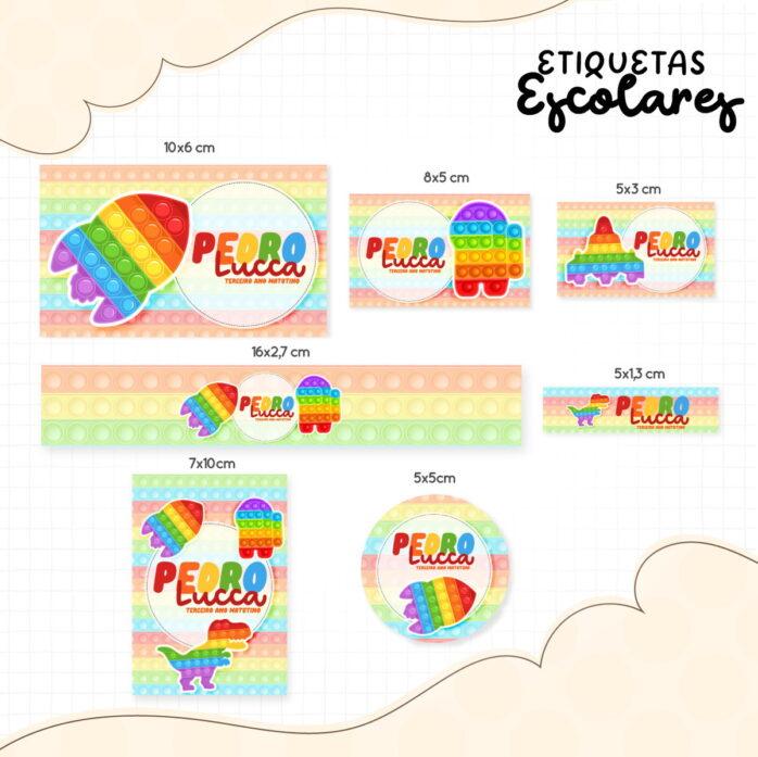 Etiqueta Escolar Pop It Menino