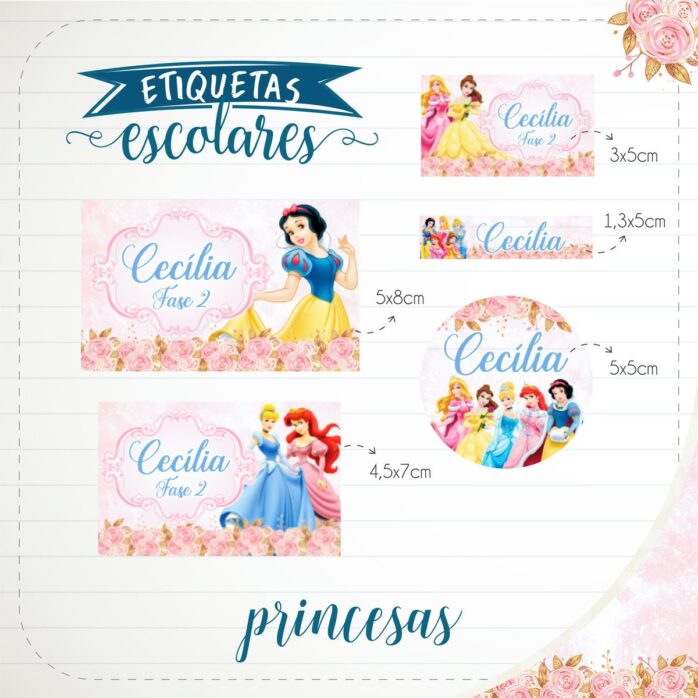 Etiqueta Escolar Princesas