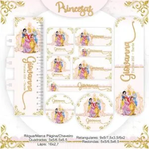 Etiqueta Escolar Princesas Rosa