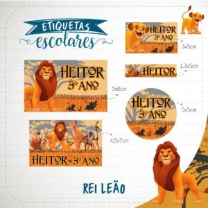 Etiqueta Escolar Rei Leão 10 Etiqueta Escolar Rei Leão
