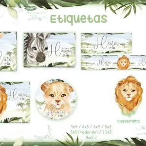 Etiqueta Escolar Safari