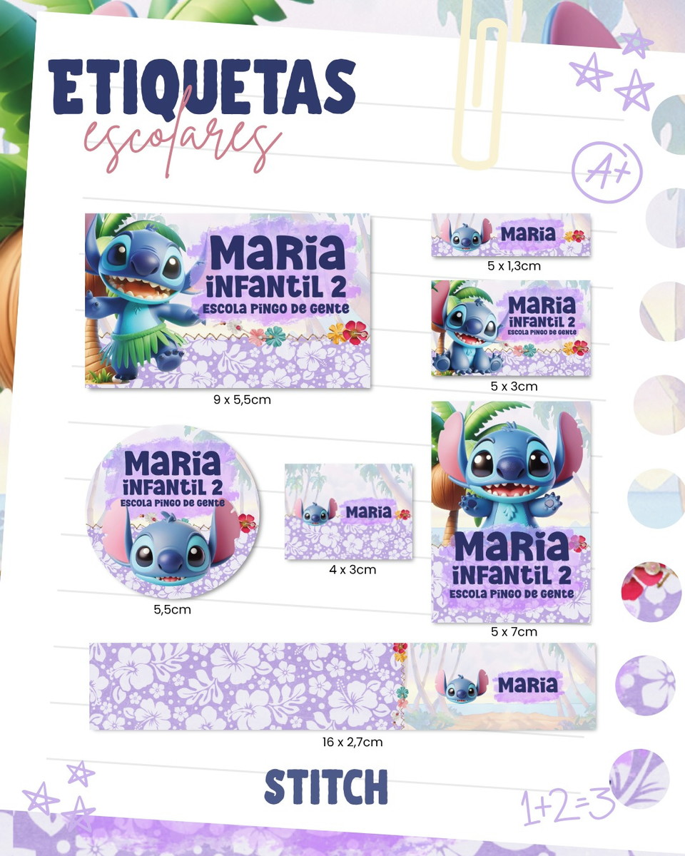 Kit de Etiquetas Escolares Stitch Arquivo Digital PNG PDF 1 Kit de Etiquetas Escolares Stitch Arquivo Digital PNG PDF
