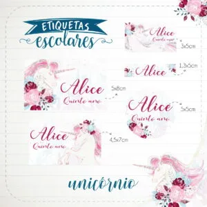 Etiqueta Escolar Unicórnio 35 Etiqueta Escolar Unicórnio