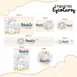 Etiqueta Escolar Unicórnio Fofinho para Personalizar 5 etiqueta escolar unicornio fofinho arquivo digital