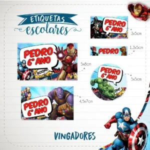 Etiqueta Escolar Vingadores 6 Etiqueta Escolar Vingadores