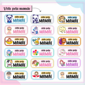 etiqueta escolar visto pela mamae e papai arquivo digital