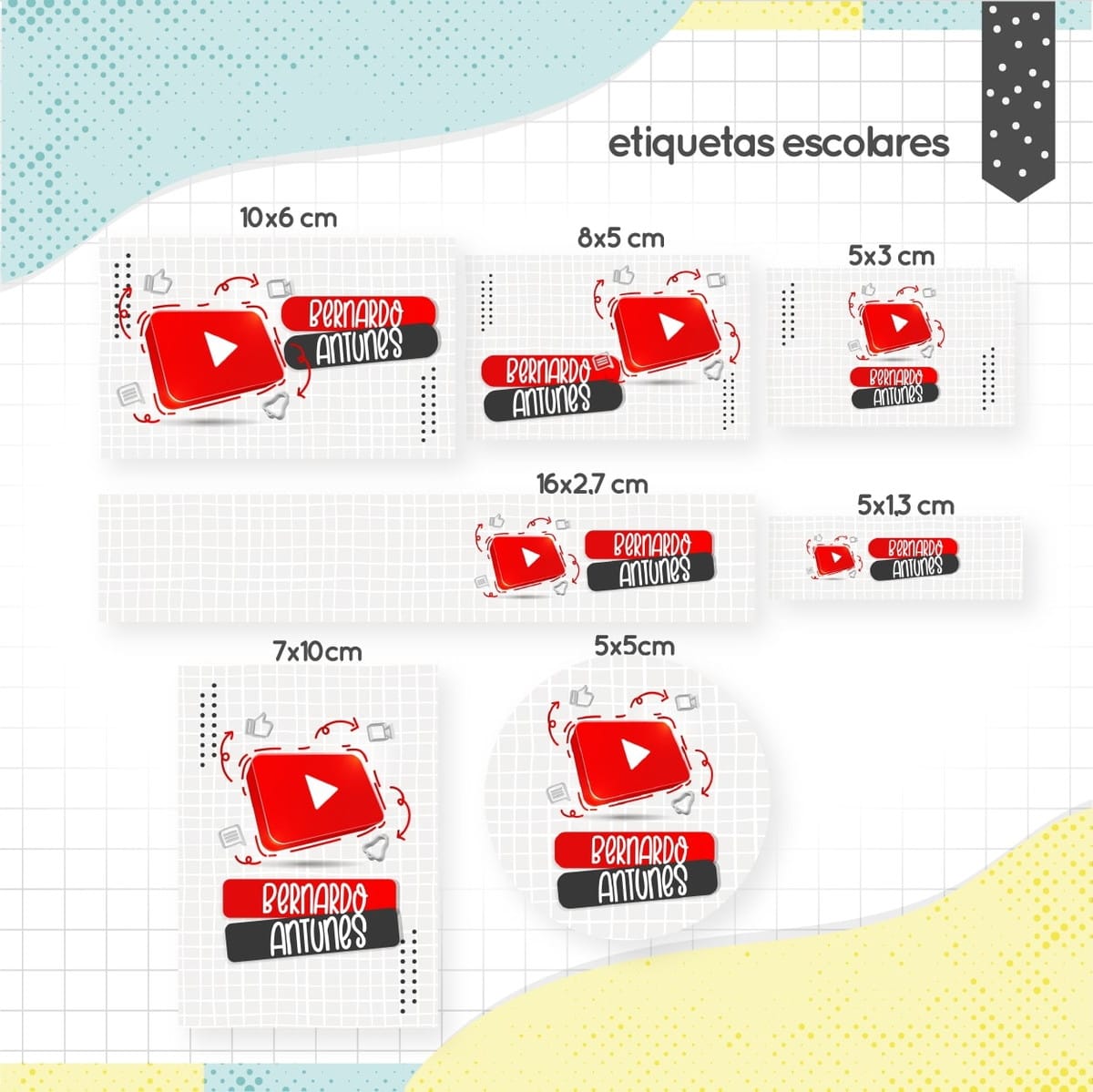 Etiqueta Escolar Youtube Arquivo Digital Editável 1 Etiqueta Escolar Youtube Arquivo Digital Editável