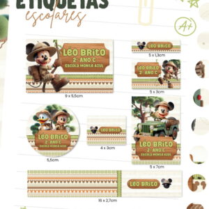 Etiquetas Escolares Mickey Safari PNG PDF 4 Etiquetas Escolares Mickey Safari PNG PDF