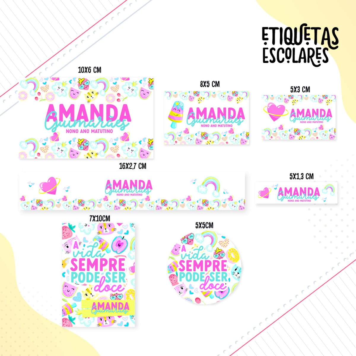 Etiquetas Escolares Teen Arquivo Digital para Sublimação 2 Etiquetas Escolares Teen Arquivo Digital para Sublimação - Imagem 2