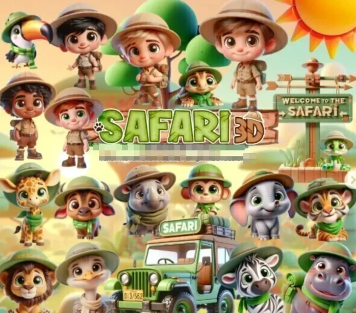 Explore a Selva com Nosso Kit Digital Safari em PNG