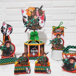 Arquivo Festa Demon Slayer Digital com Toppers e Máscaras 22 festa demon slayer arquivo digital