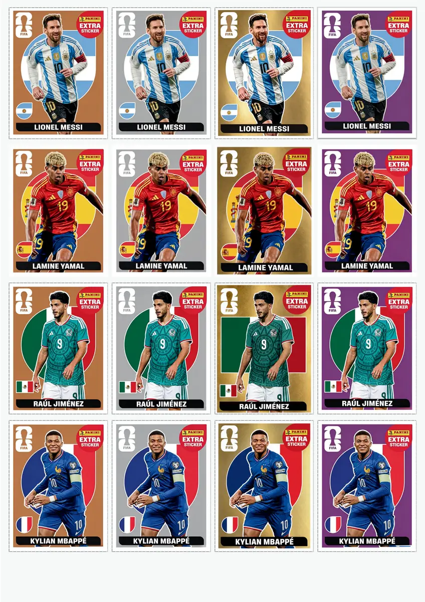 Figurinhas Extra Stickers Ouro e Prata Copa 2026 PDF Raras 3 Figurinhas Extra Stickers Ouro e Prata Copa 2026 PDF Raras